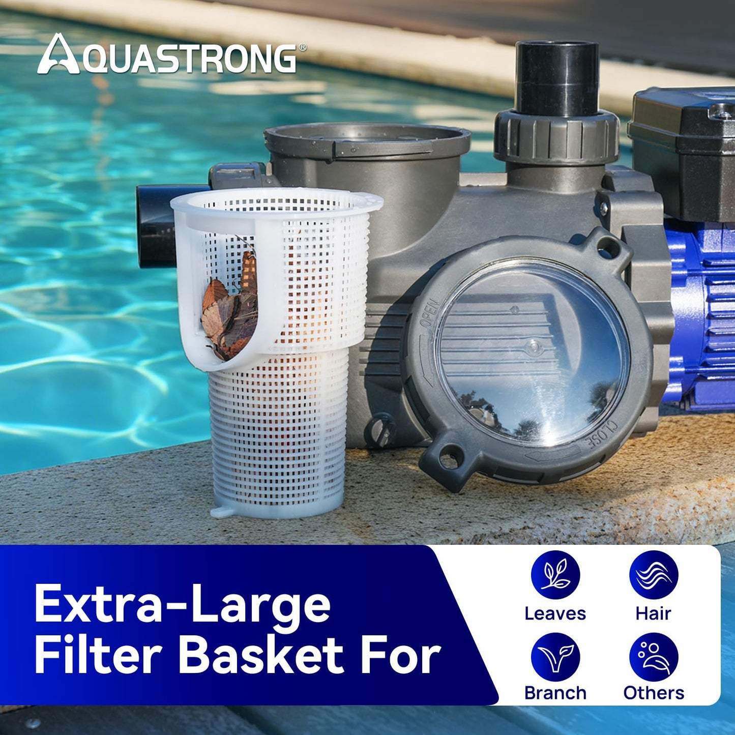 Aquastrong In/Above Ground Pool Pump Dual Speed with Timer High Flow Self Primming Swimming Pool Pump,Black