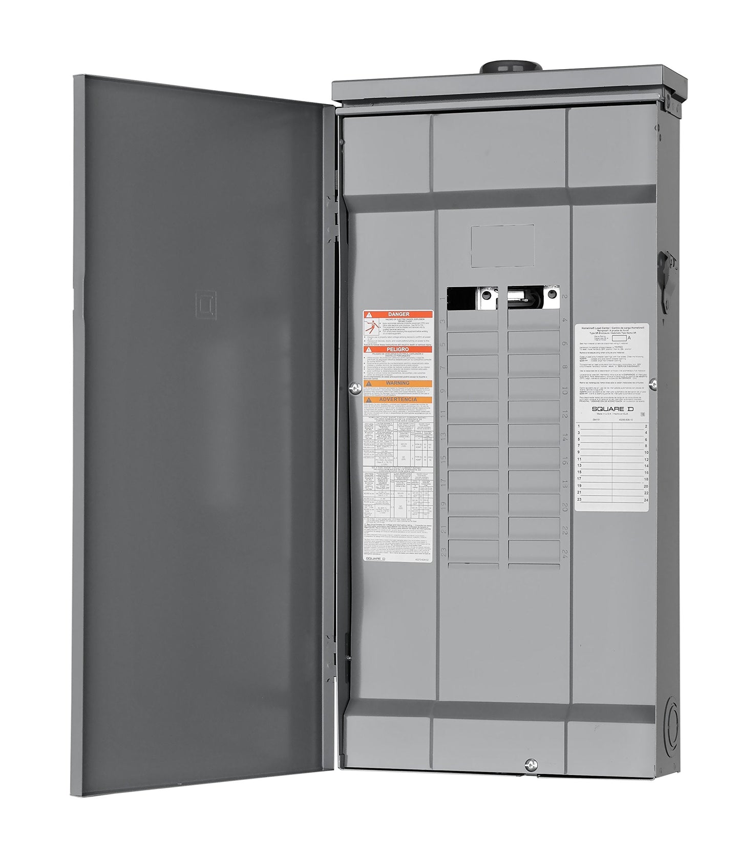 Square D - HOM2448L125PRB Homeline 125-Amp 24-Space 48-Circuit Outdoor Main Lugs Load Center with Cover, Plug-on Neutral Ready