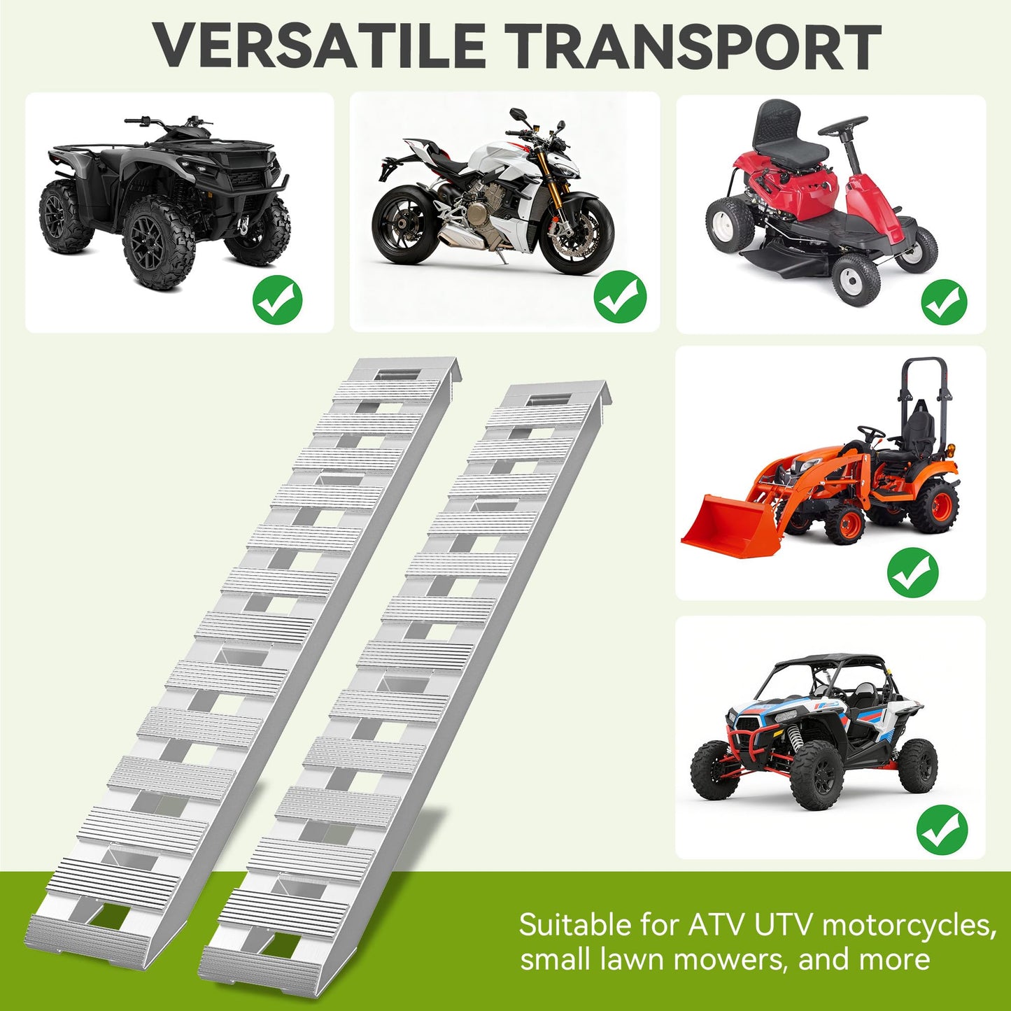 AUTOSAVER88 2pcs 6000lbs 72" x 15" Aluminum Trailer Ramps, Loading Ramps Car ATV Truck Auto Hauler Knife & Hook Ends