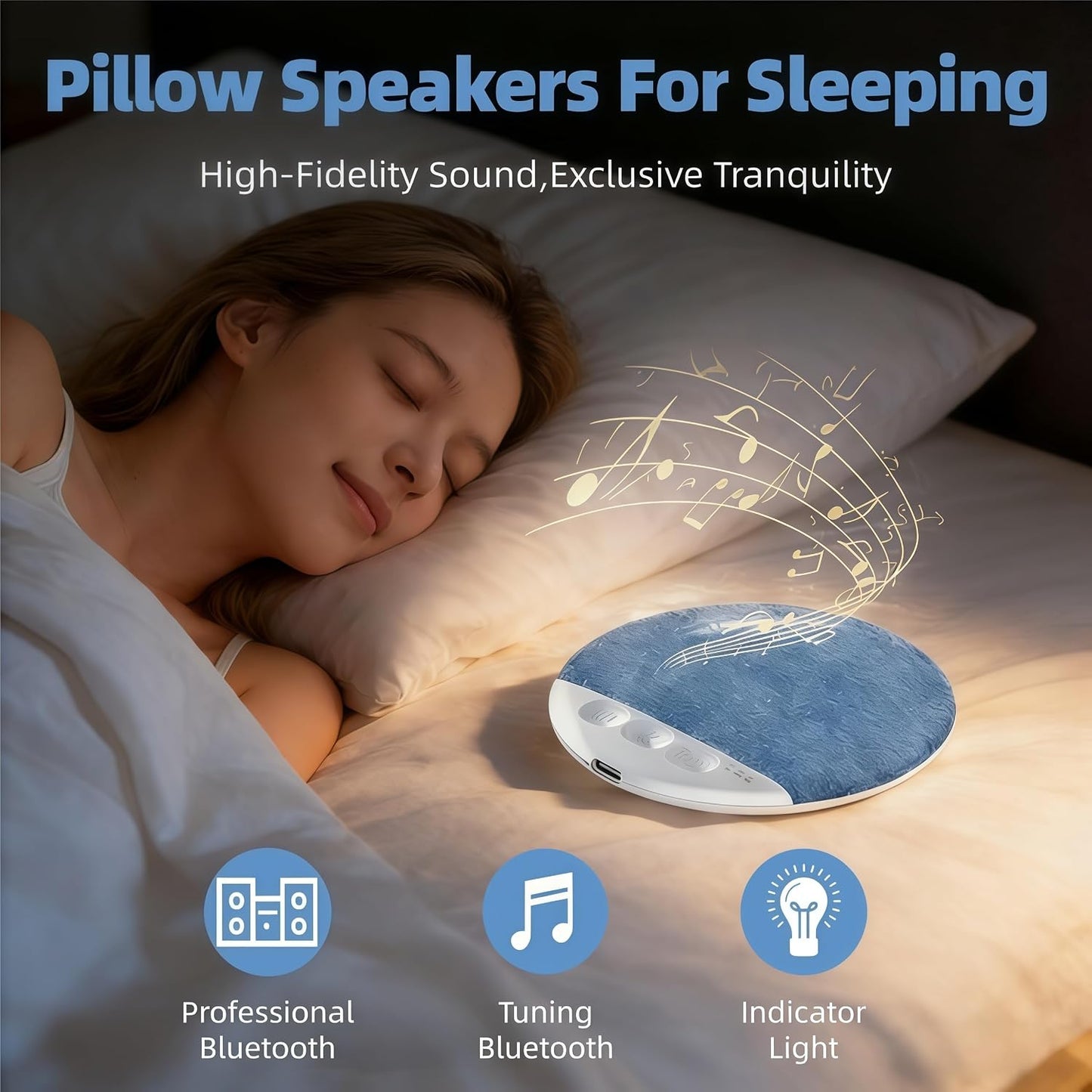 Generic 2026 Pillow Speakers for Sleeping, New Sleep Pillow Speaker, Bluetooth Pillow Speaker with White Noise Timer