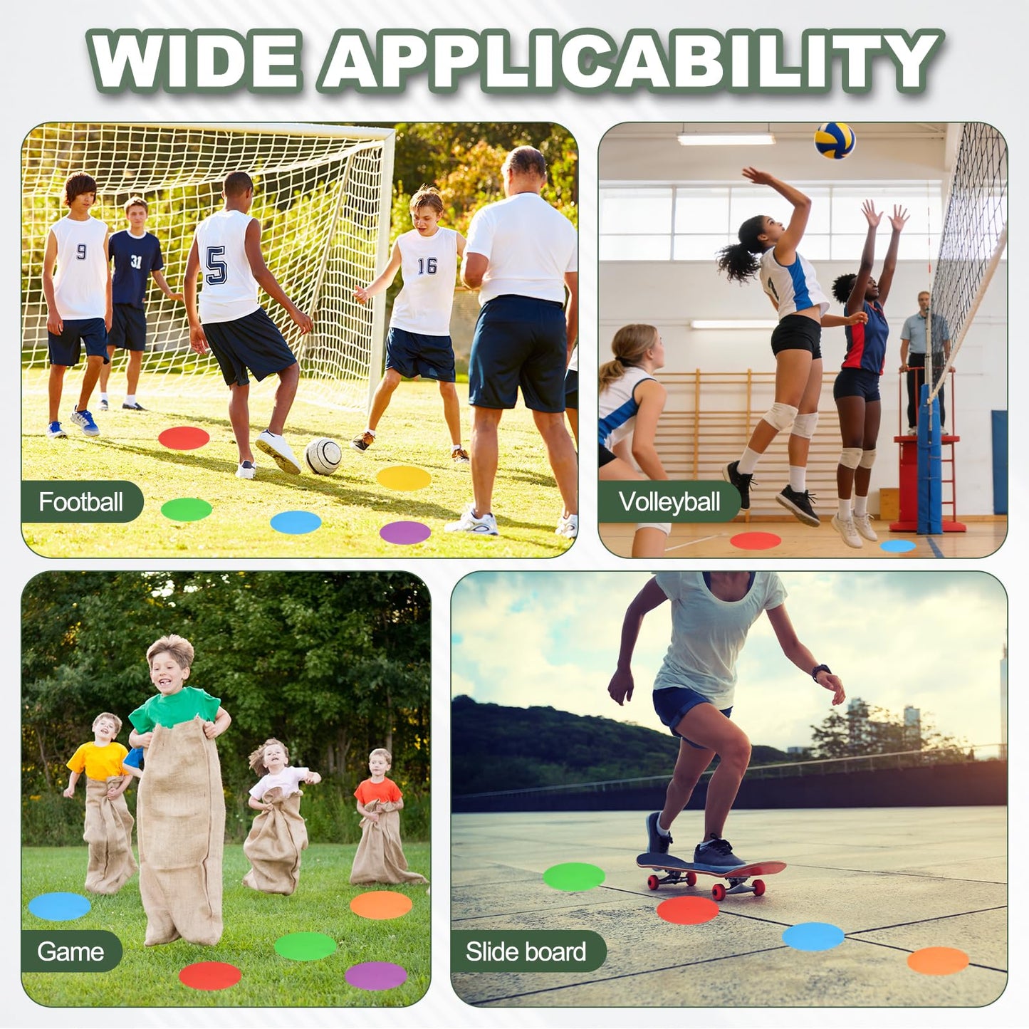 YELARXI Spot Markers for Agility Dot, Non-Slip Poly Spots Floor Dots Flat Field Soccer Training Equipment 9 in & 8 Pcs & Orange -Fitting for (Gym/Sports/Training/PE Games/Dance)