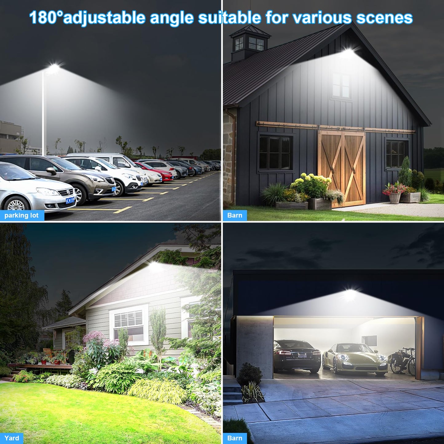 BIRITALO LED Parking Lot Light Commericial 350W 52500LM Bright Arm Dusk to Dawn LED Flood Lights Wall Mount Outdoor 5000K 100-277V IP65 Waterproof Shoebox Street Lighting for Park,Stadium,Barn 3 Pack