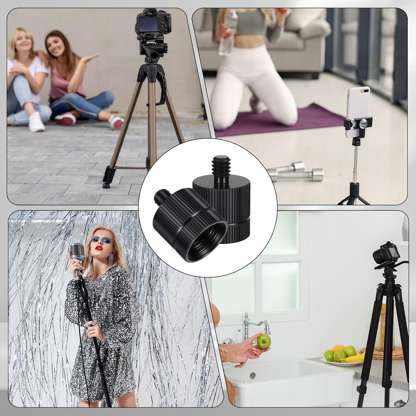 Exircy 2 5/8-11 1/4 PCS Tripod Adapter Laser Level Tripod Conversion Adapter Female to Male, Camera Tripods Adapters