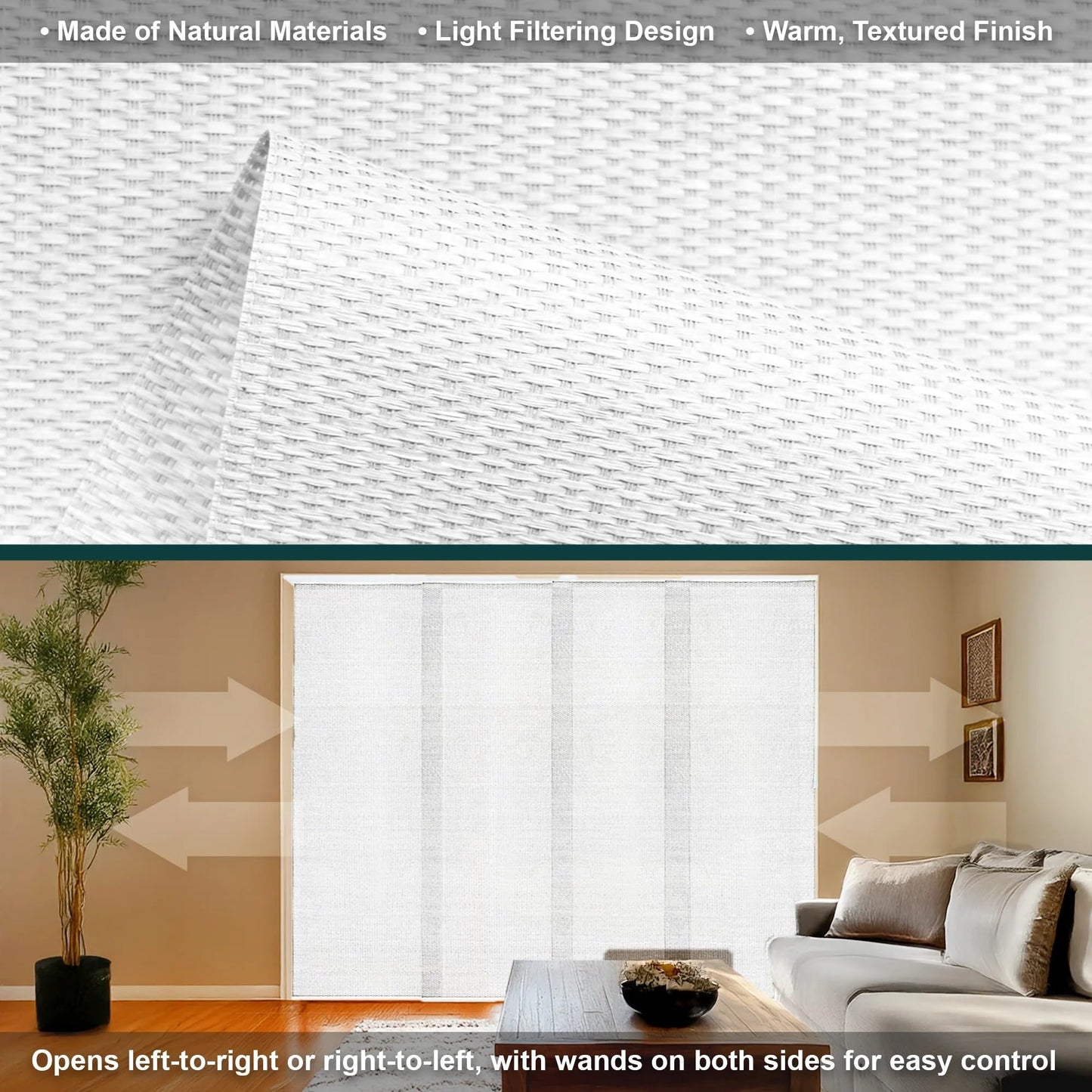CHICOLOGY Panel Track Blinds for Sliding Glass Door, Adjustable Track for Patio Entry, Large Windows, Closet Opening and Room Divider, Trim to Fit Fabric Shades, 46 to 86 W x 96 H, White