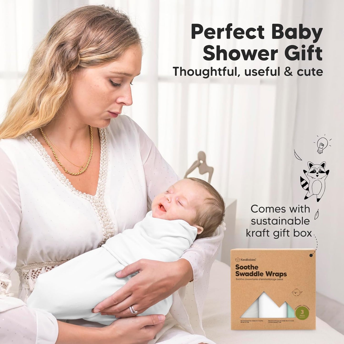 Organic Baby Swaddle Sleep Sacks by [Brand Name] - Soft & Snug for Newborns 0-3 Months | 3-Pack in Sage