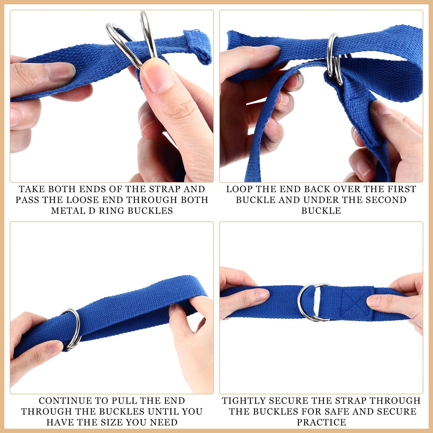 6 Pcs Yoga Strap for Stretching 8 Ft Yoga Exercise Adjustable Straps Bands with Safe Adjustable D Ring Buckle for Pilates Gym Workouts Fitness Improves Sitting Posture(Bright Color)