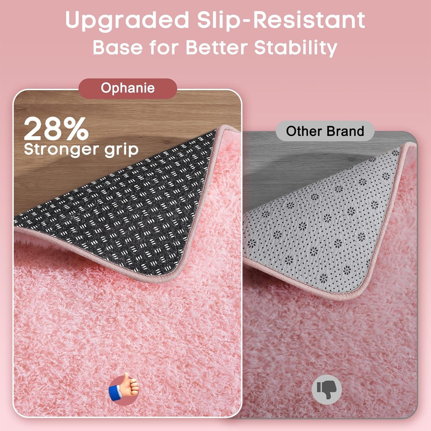 Ophanie Pink Area Rug - Fluffy 5x8 Shag Carpet for Girls' Bedroom | Soft Plush Indoor Floor Decor