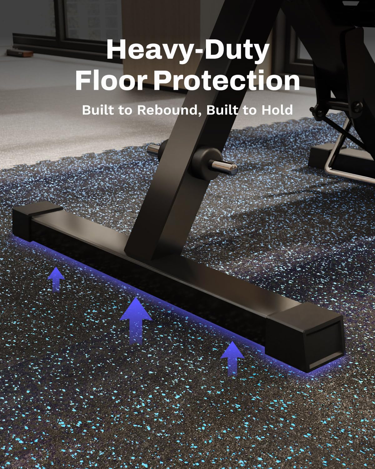 AIRHOP 0.79in Thick 24 Sq Ft Exercise Equipment Mats, 6 Tiles Upgraded Rubber Top with High Density EVA Foam, Large Interlocking Puzzle Gym Flooring for Home Gym, Heavy Weight Workout,Black & Blue