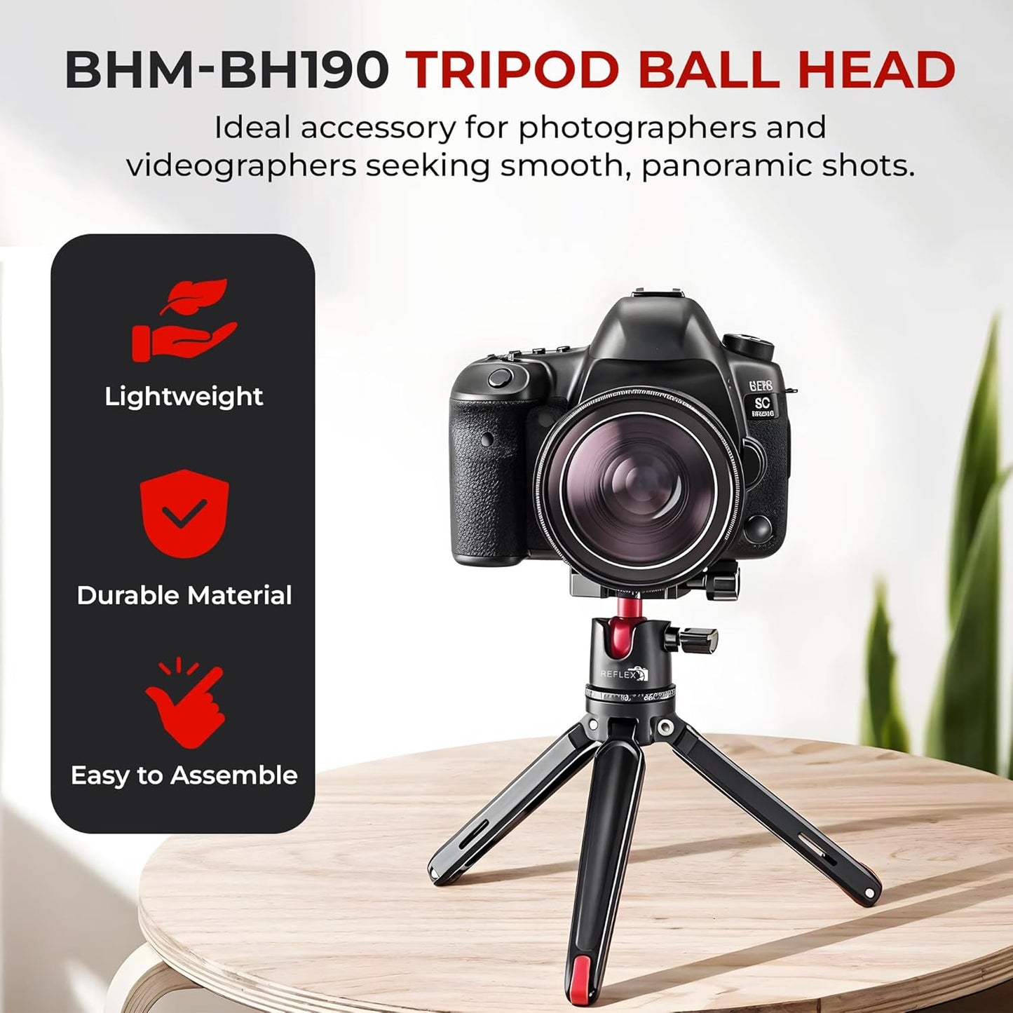 Reflex Camera 9" 360 1/4"-20 5Kg Metal Mini Tripod Desktop Tripod with Ball Head and Screw for DSLR Cameras