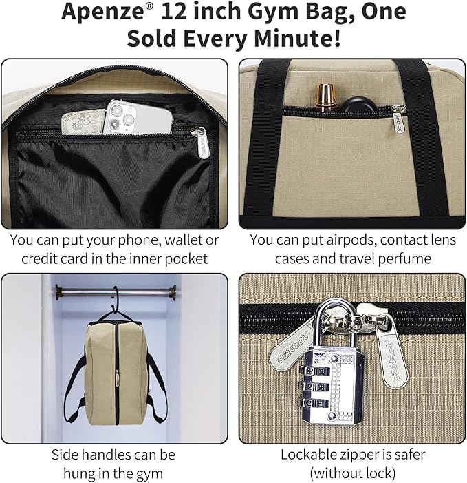 Small Gym Bag Carry On Bag - 12 in Mini Duffle Bag Lightweight for Overnight Travel(Camel)