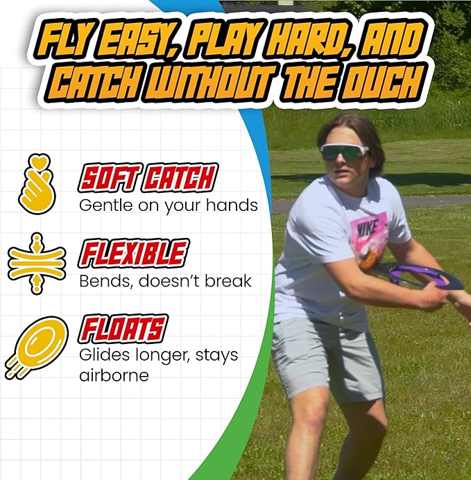 Double Wing Flyer – Aerodynamic Flying Disc for Families & Adults Playing Catch, Sports Toys for Beach Frisbee & Park Activities, Outdoor Toys for Teens & Frisbees for Adults (Yellow & Red)