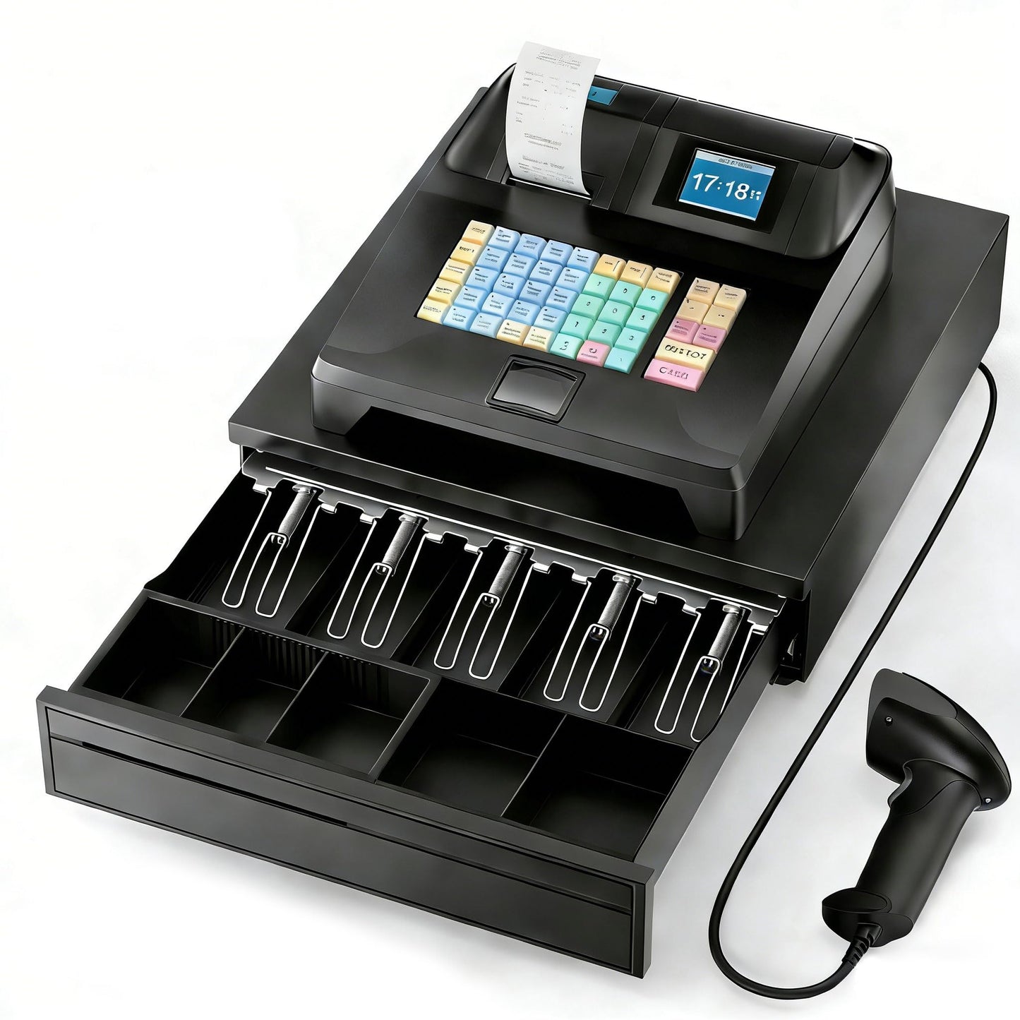 PYY Cash Register for Small Businesses with Scanner Commercial Electronic Caja Registradora para Negocio with Large Black Lock Cash Drawer Box