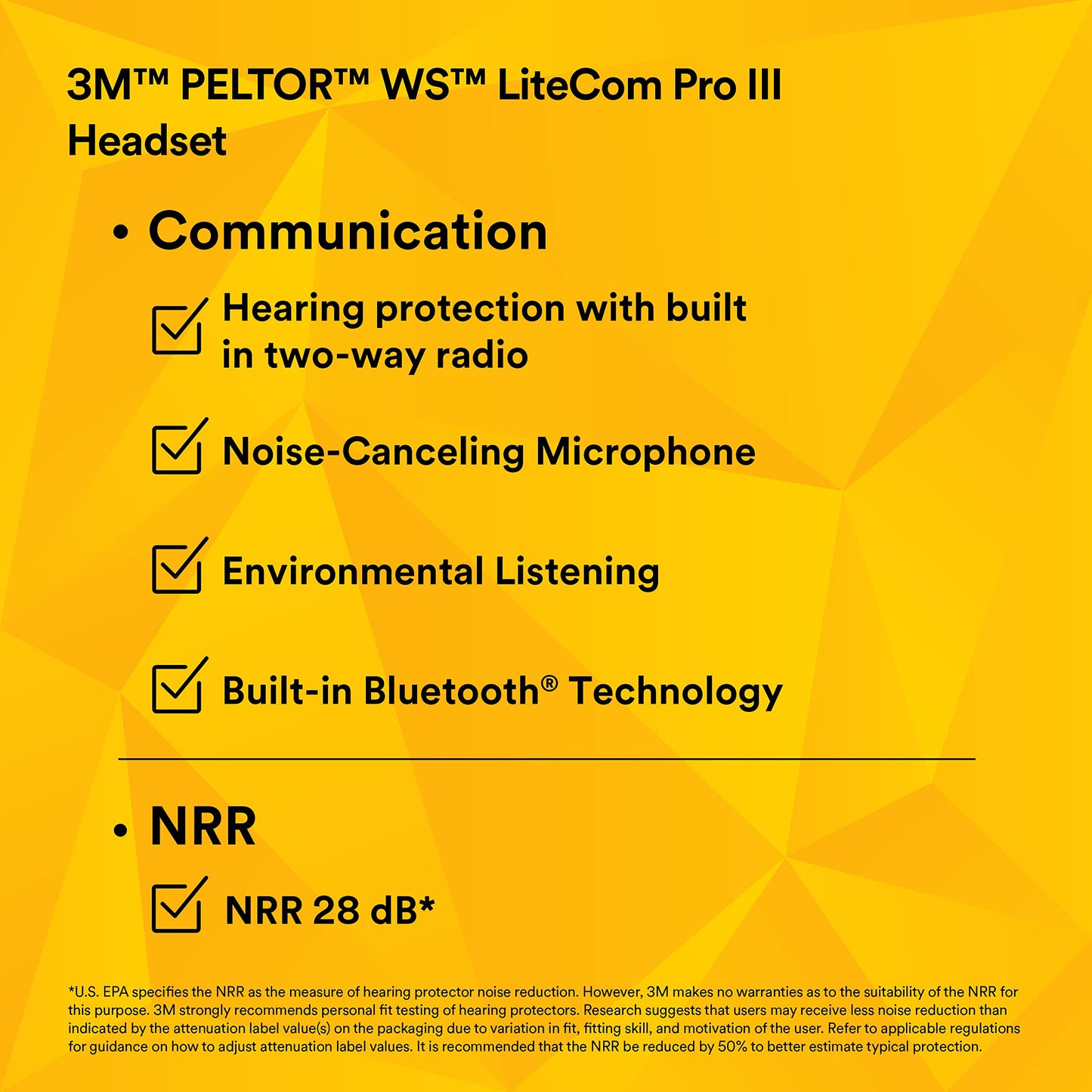 3M PELTOR WS LiteCom PRO III Headset, Headband, MT73H7A4D10NA GB, 1EA/Case