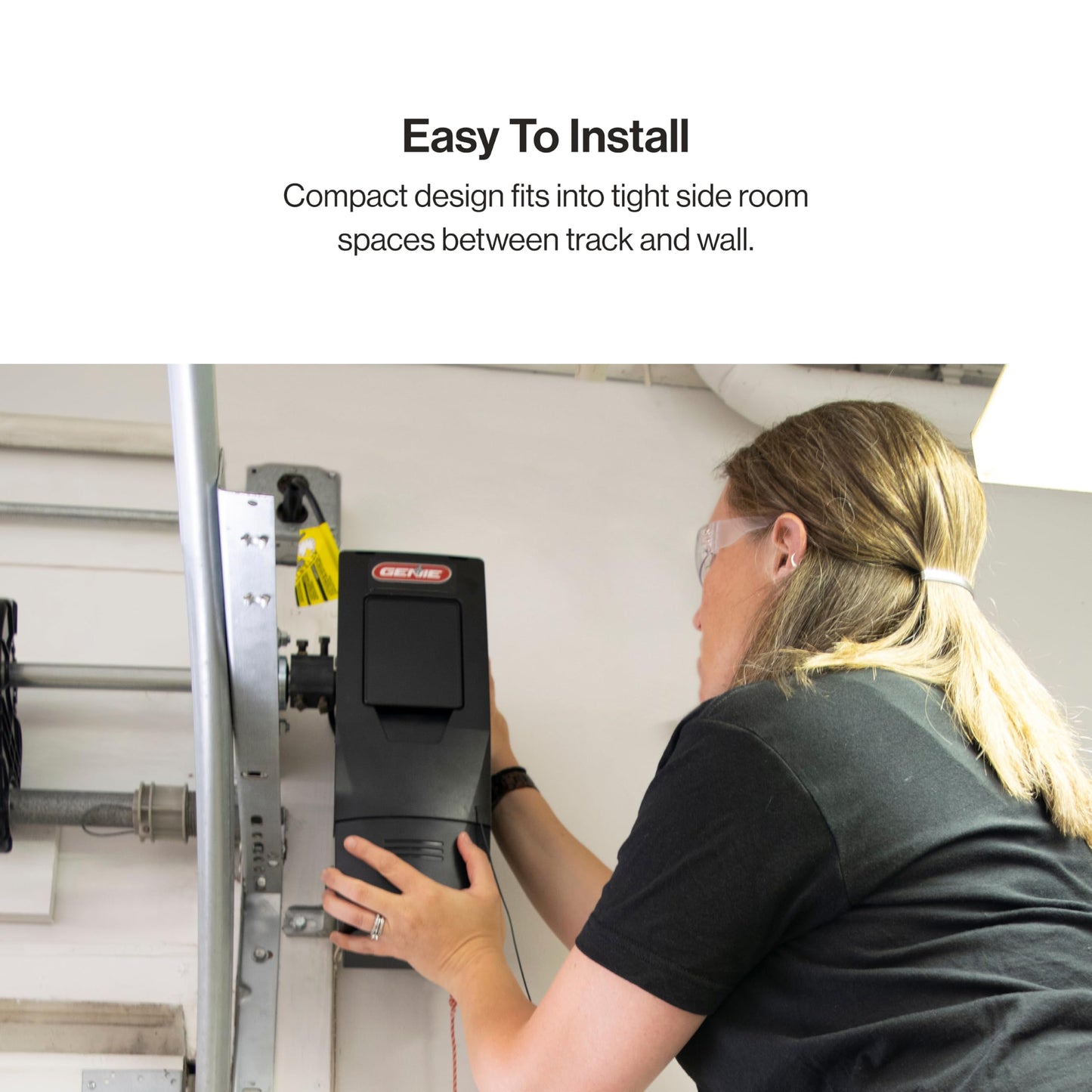 Genie 6072H-B Wall Mount Garage Door Opener with Battery Backup, Wall Mounted & Space Saving