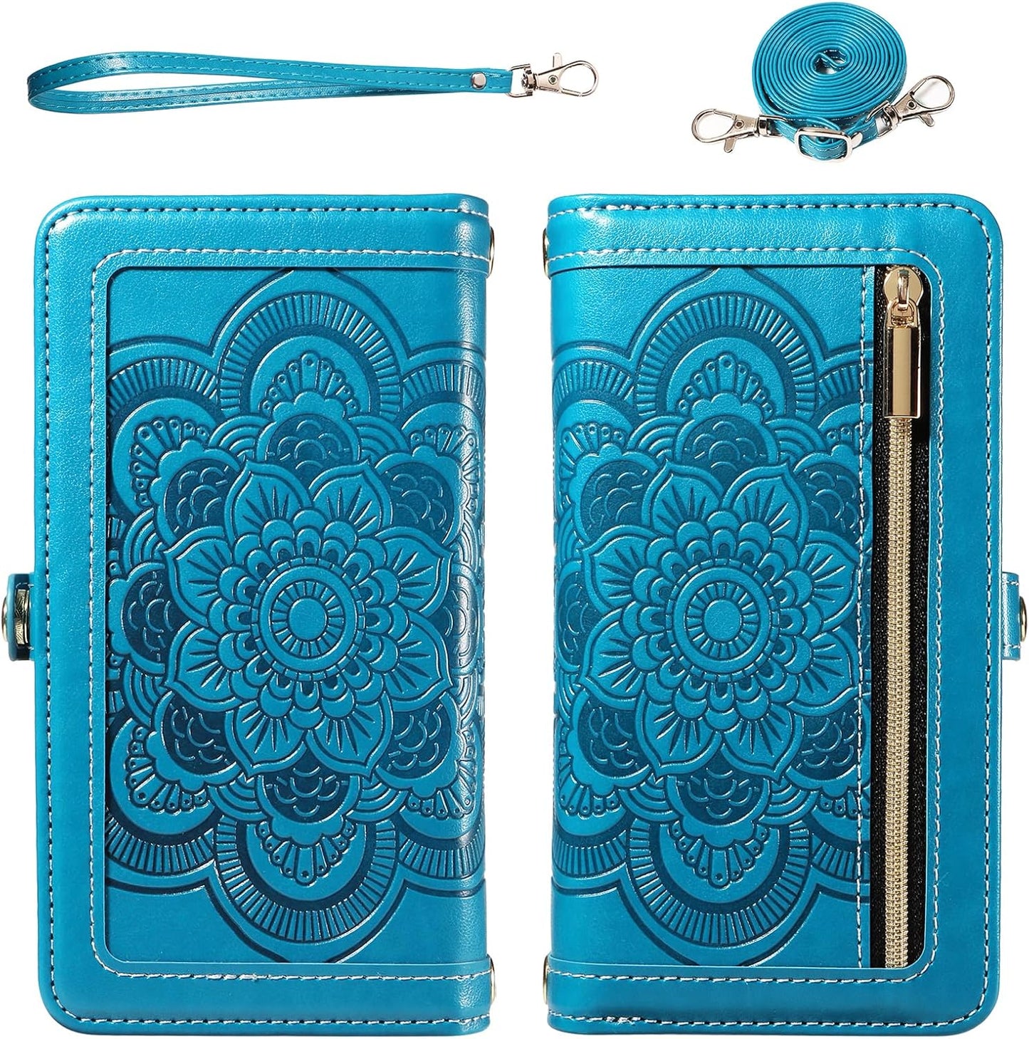 Asuwish 5G 2024 G5 Phone Case for Motorola Moto G Stylus Zipper Wallet Magnetic Detachable Cell Cover with Tempered