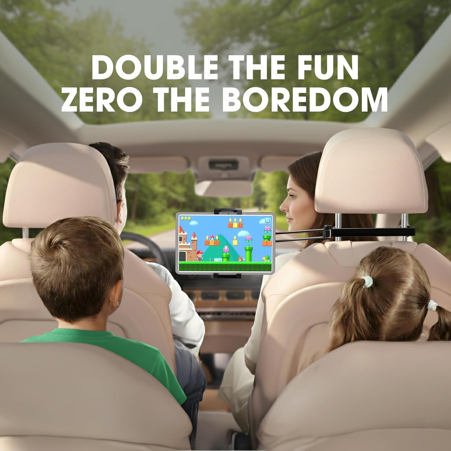 ZIRKA 360 619 Car Headrest Tablet and Phone Holder Adjustable Back Seat Mount for iPad, iPhone, Samsung Heavy Duty