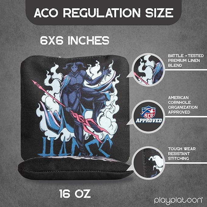 Play Platoon Cornhole Bags Set of 8 Regulation Professional Corn Hole Bean Bags ACO Approved, Competition Weight, Slick and Stick