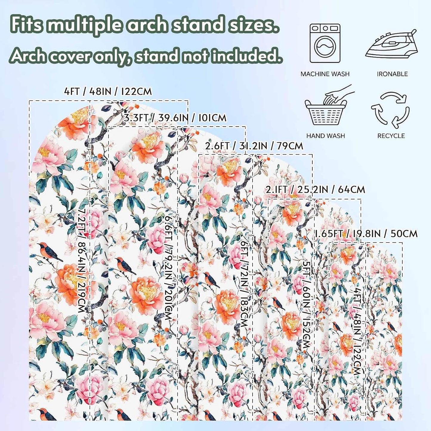 Jnbasdffb 7.2 Floral Blossom Wedding Arch Cover,Stretchy Spandex Arch Backdrop Stand Covers FT,Farmhouse Oil Painting