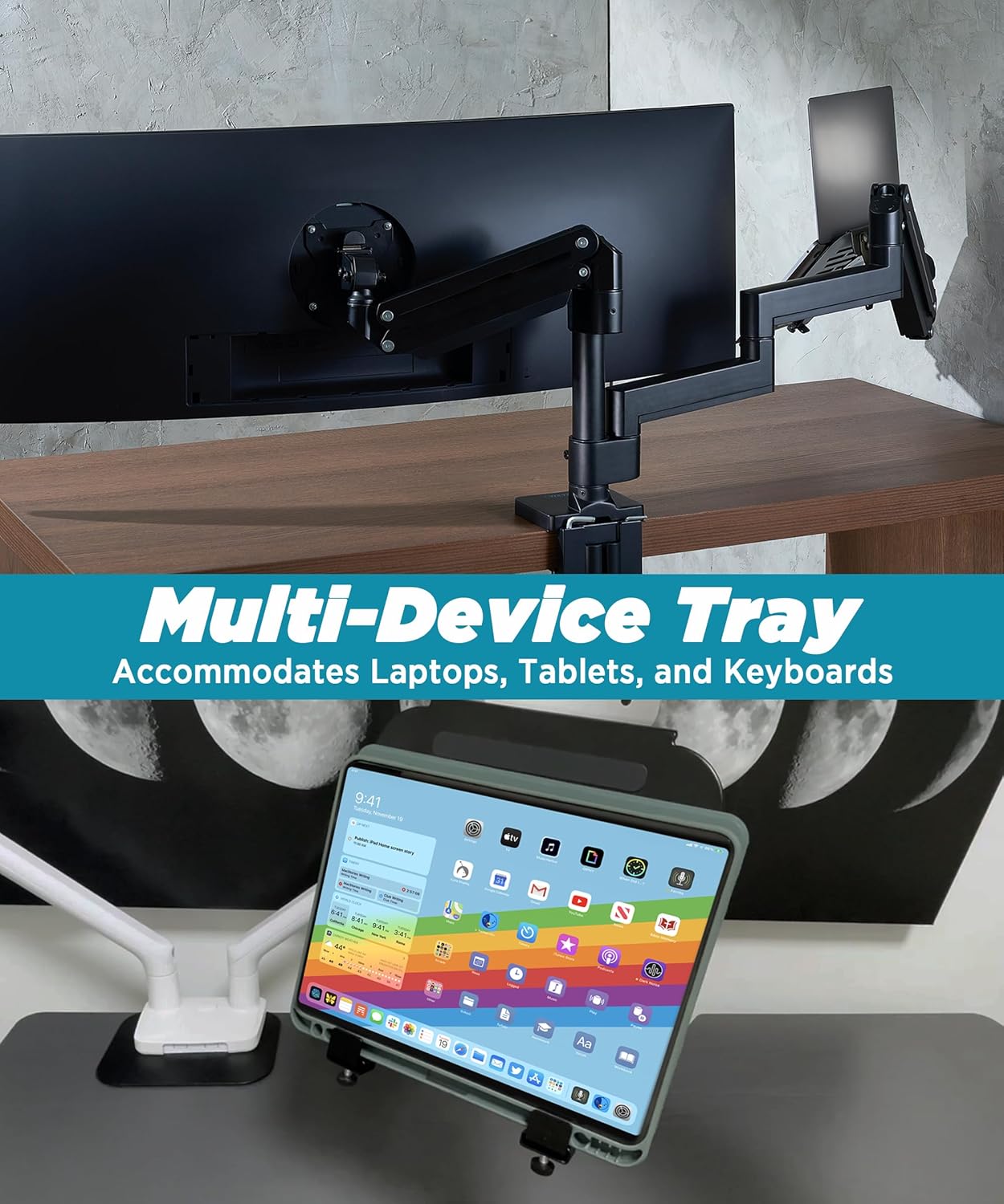 ULTRARM 75/100 29lbs Laptop Tray Steel Notebook Holder for Monitor Arm Desk Mount Stand Fits VESA Mounting Holes