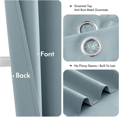 MIULEE Slate Blue Blackout Curtains - Thermal Insulated Room Darkening Drapes | 84 Inches Long, 2 Panels