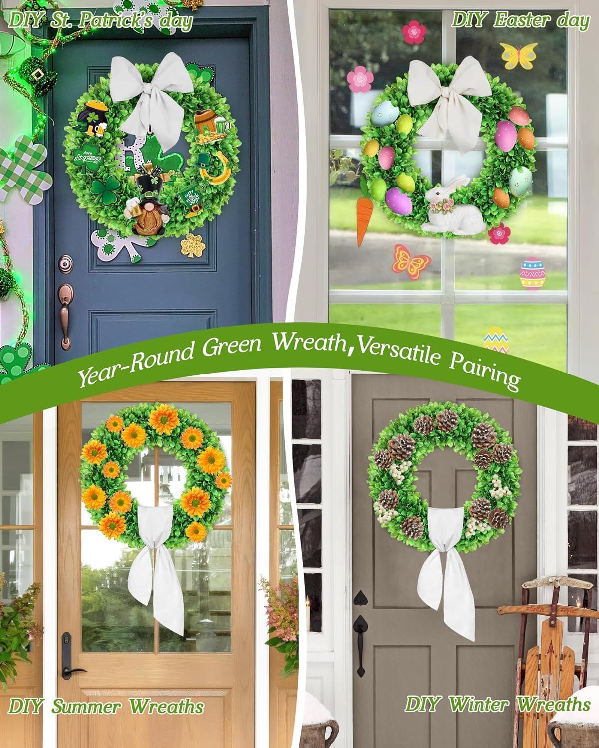 Regine Switzerland 20-Inch Artificial Boxwood Wreath - Versatile Greenery for All Seasons, Perfect for Home Decor & Weddings