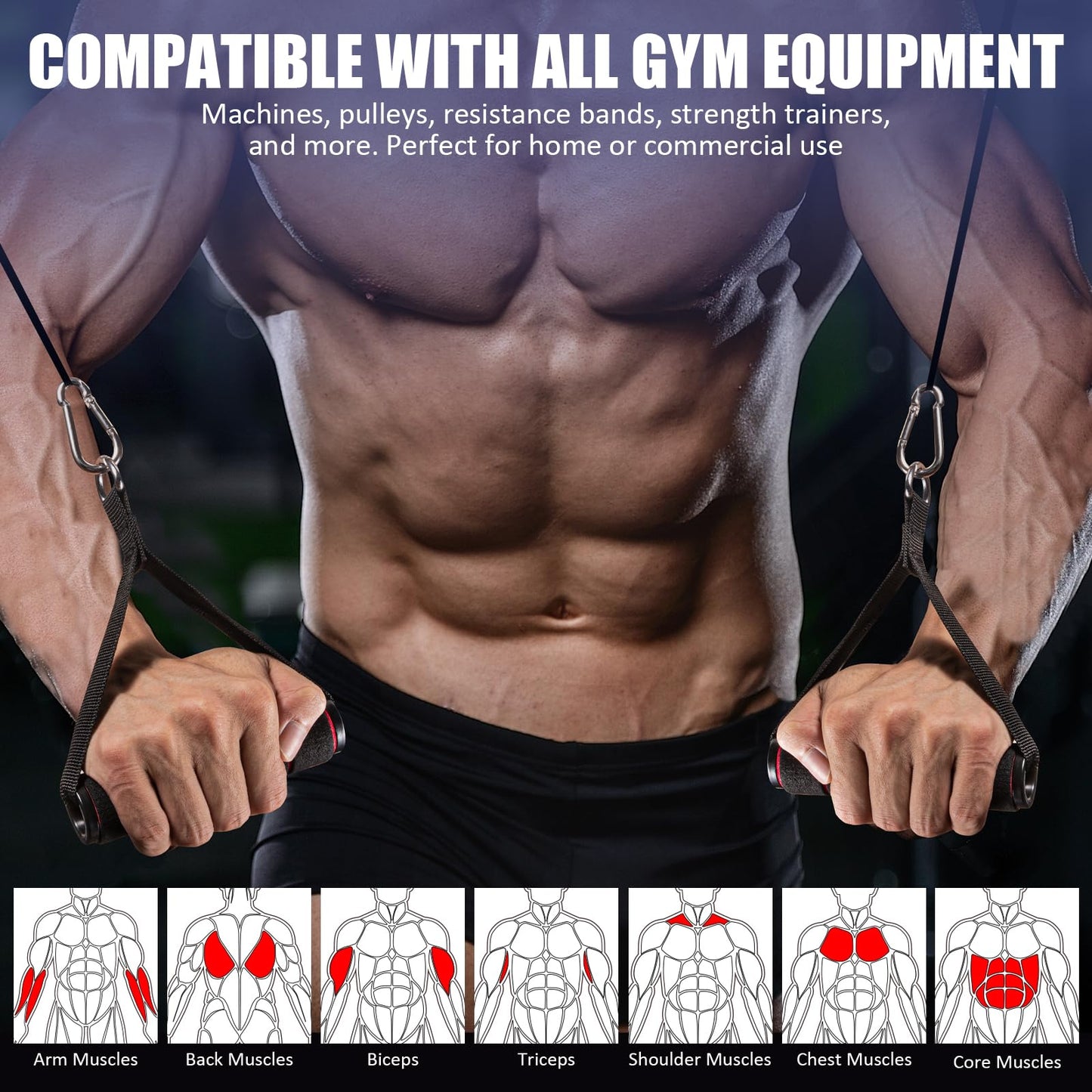 Citufuol 2 Pack Exercise Handles, Heavy-Duty Cable Machine Attachments for Strength Training, Pilates, Home Gym & Resistance Band Workouts