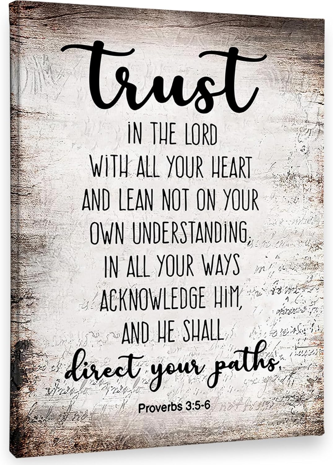 PHAMTE Christian Wall Art - Proverbs 3:5-6 Bible Scripture Print | Framed Canvas Decor (11x14)