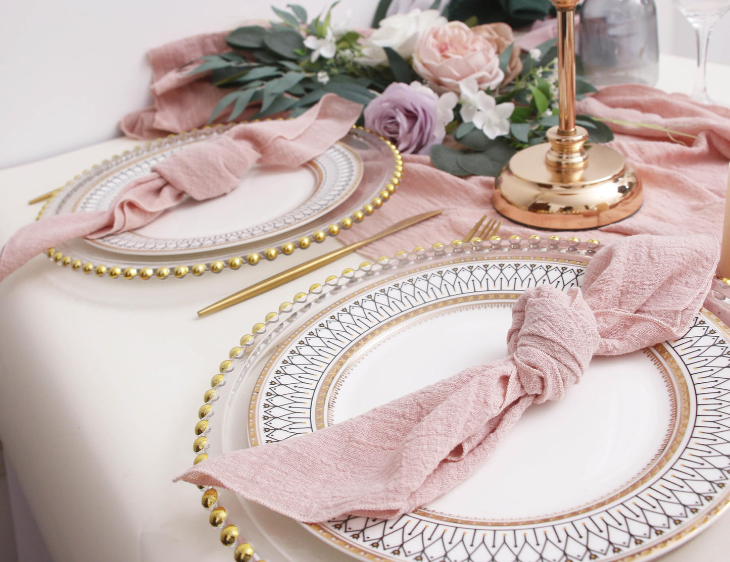 Dinner Cloth Napkins Set of 10,Gauze Napkins 100% Soft Cotton,Washable Spring Easter Cloth Napkins for Wedding Decorative Bridal Shower Family Everyday Use,40 * 40cm (16 * 16 inches),Dusty Pink