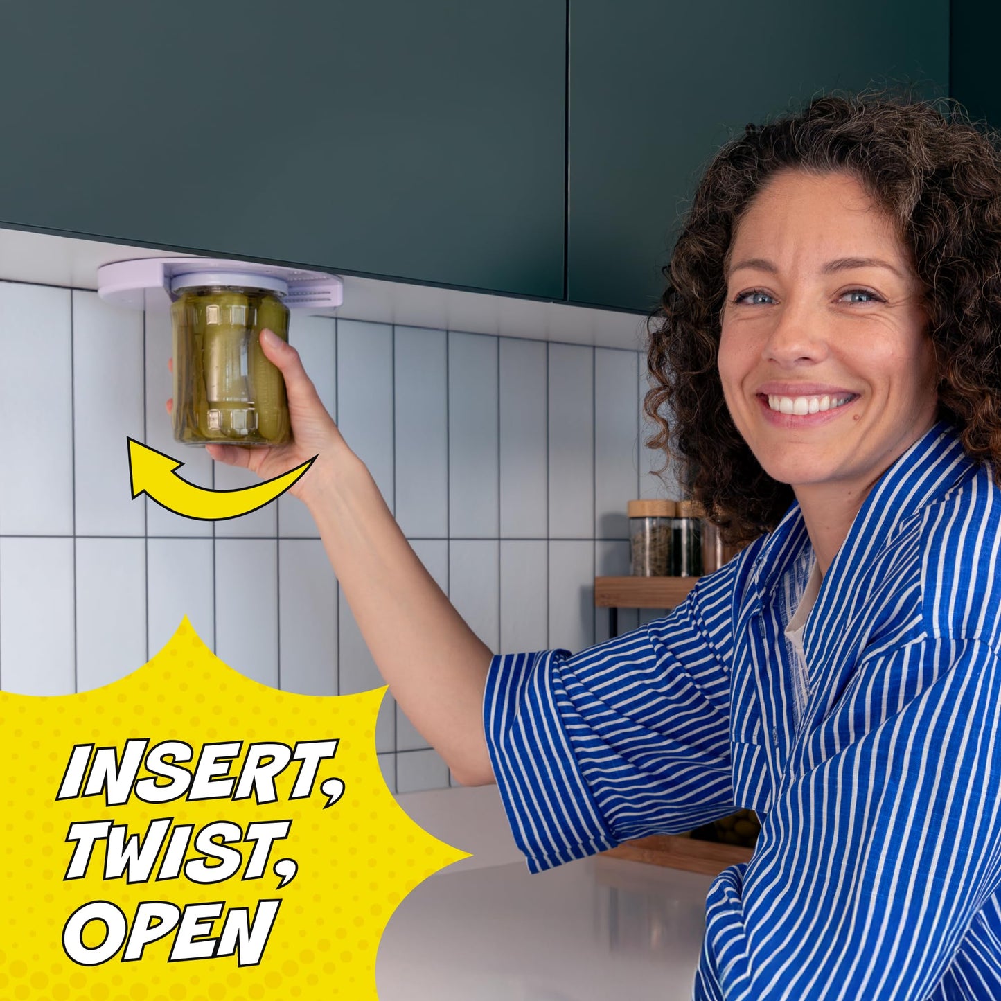 POPDATJAR Under Cabinet Jar Opener - Stainless Steel Lid Opener For Seniors With Arthritis & Weak Hands - Ideal for Any Size Lid - Easy, One-Handed Kitchen Gadgets & Elderly Must Haves