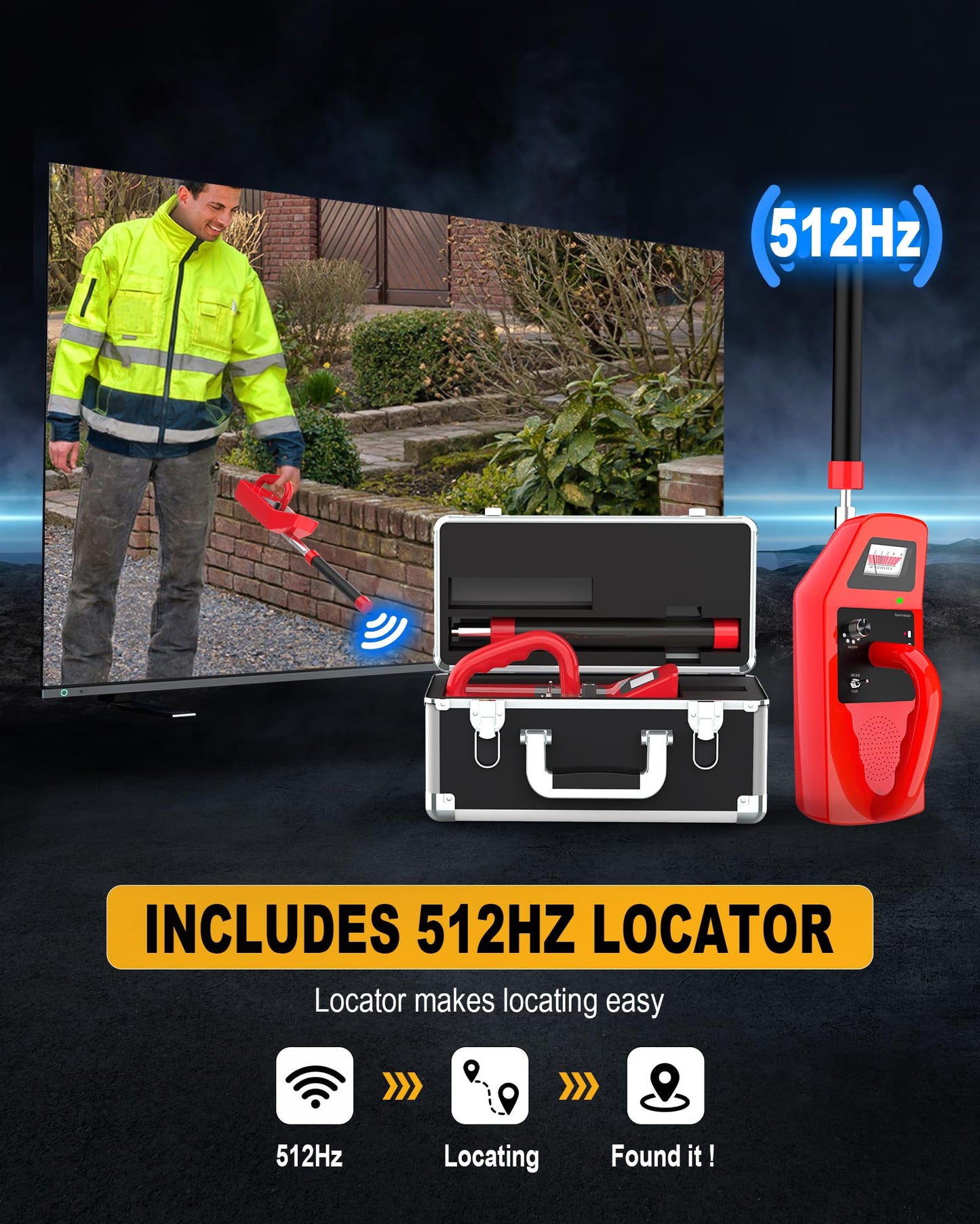 Anysun Sewer Camera with Locator, Self Leveling, Distance Counter, 7MM Thicker Cable, 165Ft/50M Pipe Inspection Cameras with 9'' 1080P Monitor, Video Drain Camera IP68 Industrial Borescope Snake, 32GB