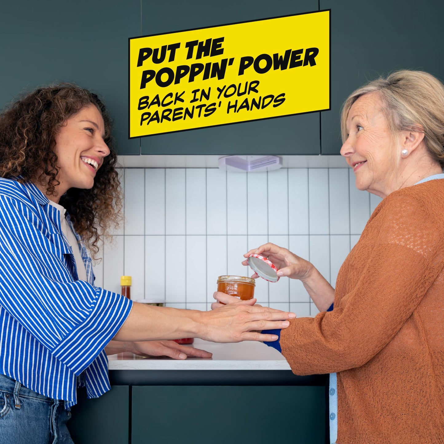POPDATJAR Under Cabinet Jar Opener - Stainless Steel Lid Opener For Seniors With Arthritis & Weak Hands - Ideal for Any Size Lid - Easy, One-Handed Kitchen Gadgets & Elderly Must Haves
