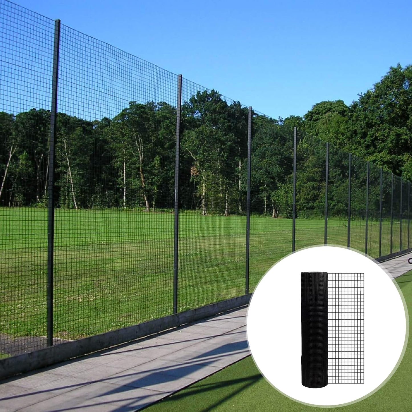 Gareinwuds Black Vinyl Coated Hardware Cloth for Chicken Wire Fencing-1/4in Mesh AWG 21 Gauge 24in x 50ft Galvanized Welded Wire Mesh Roll-Poultry Cage, Rabbit Protection, Snake Proof, DIY Projects