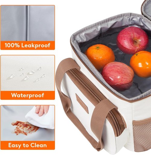 Lifewit Insulated Lunch Bag - Medium Soft Cooler Tote for Men & Women | Beige, 12-Can Capacity (9L)
