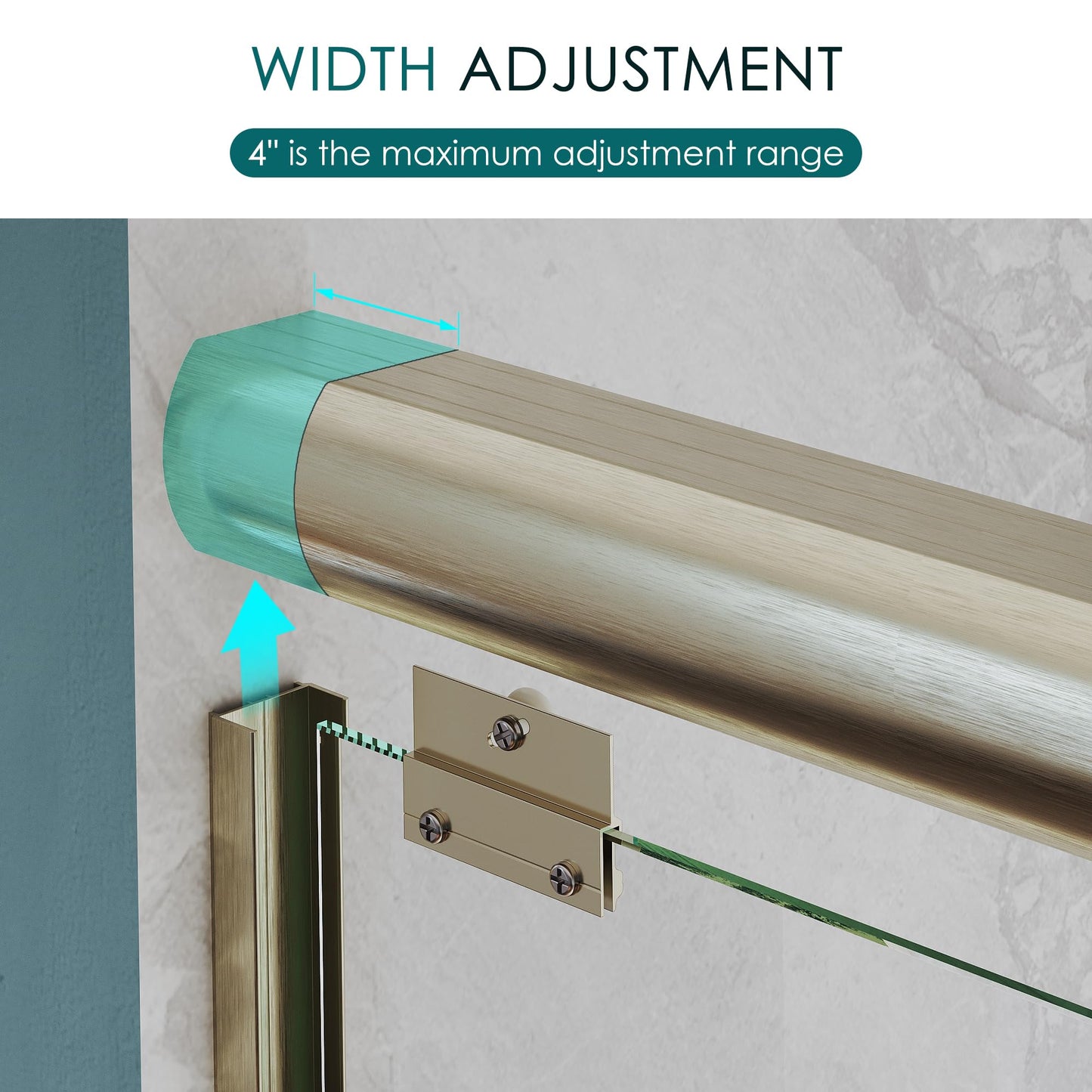 ELEGANT Double Sliding Shower Door 50-54" W x 72" H, Semi-Frameless Bypass Shower Glass Door with Dual Towel Bar Handles, 1/4" Tempered Glass for Walk-in Shower, Brushed Gold