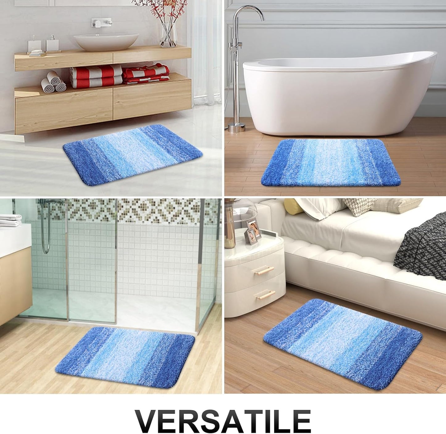 OLANLY Bathroom Runner Rug - Extra Soft Microfiber Mat with Rubber Backing | Quick Dry, 47x24, Light Royal Blue