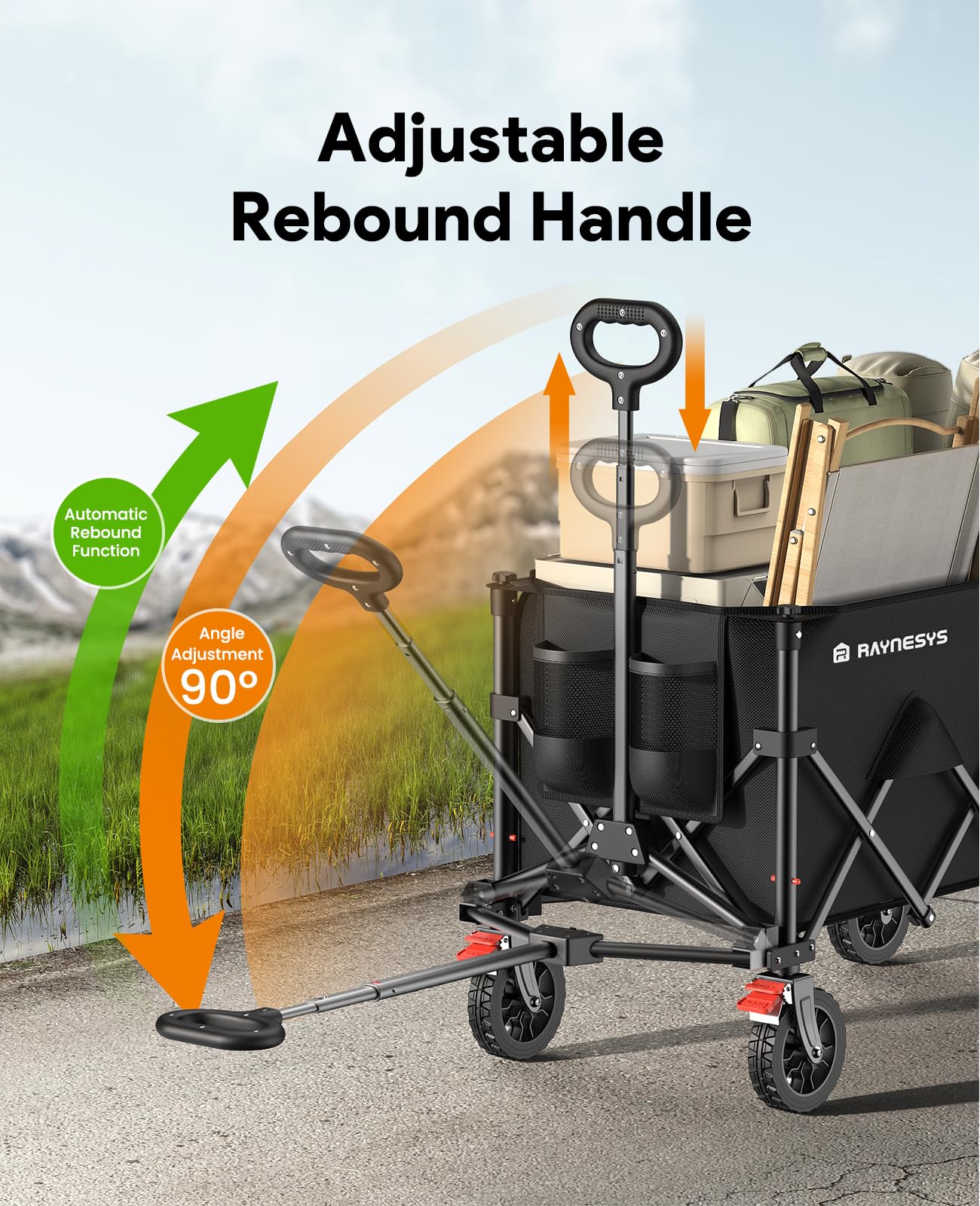 Wagons Carts Foldable, Collapsible Foldable Wagon 330lbs Capacity, Large Capacity Wagon Cart with All-Terrain Wheels,Heavy Duty Utility Wagon Cart with Brakes for Camping Shopping Sports