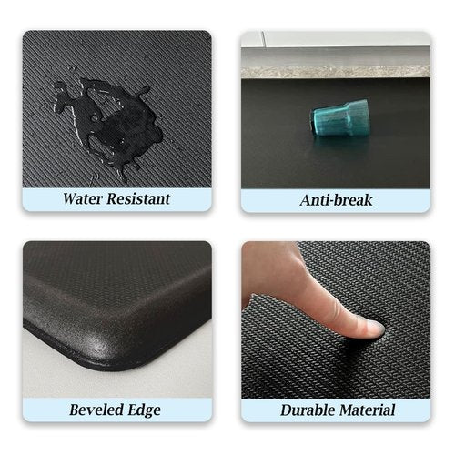 Artnice Anti Fatigue Kitchen Floor Mat, 3/4 Inch Thick Non-Slip Standing Desk Mat, Waterproof Comfort Kitchen Rugs for Home, Sink, Office, Laundry (20" x 47.2", Black)