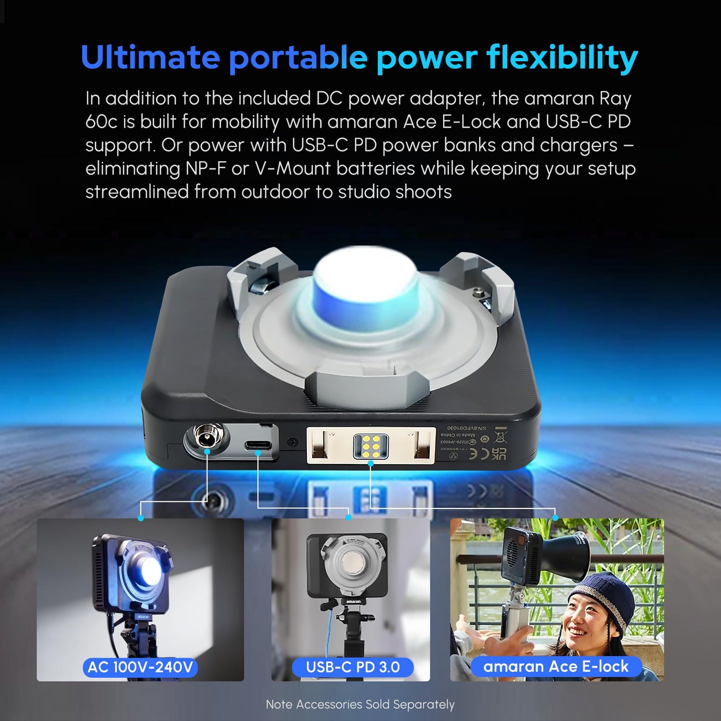 Amaran Ray 60c RGB Video Light,60W Portable Studio Photography Light CCT 1,800K-20,000K with Softbox Portable Bag for YouTube,TikTok,Live Streaming,Weddings,Vlog