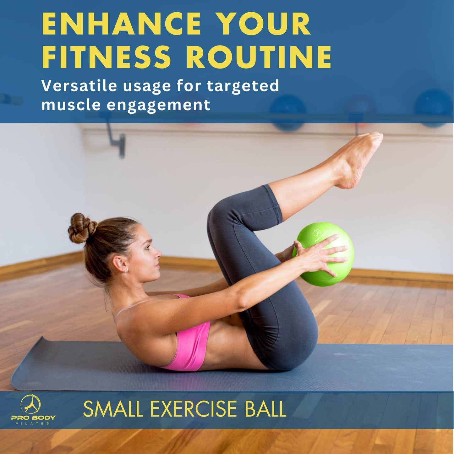 ProBody Pilates Ball 9 Inch - Small Exercise Ball for Stability, Barre, Core, Ab Workouts, Yoga, & Physical Therapy (Mist)