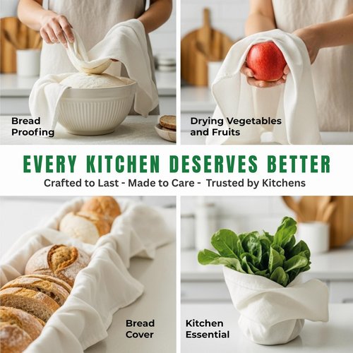 Flour Sack Towels | Tea Towel for Crafts| Kitchen Dish Cotton Blank Towel for Embroidery| Baking Bread Proofing Linen Cover| Thick Absorbent Quick Dry| 50 Pack 15"x 25" Natural