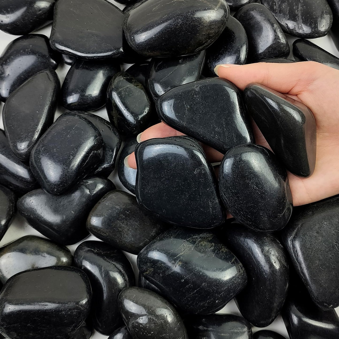 FANTIAN 40 lbs Black River Rocks for Landscaping, 2-3 inch Pebbles for Indoor Plants, Large Decorative Stones for Planters Aquarium Fish Tank and Garden Rocks