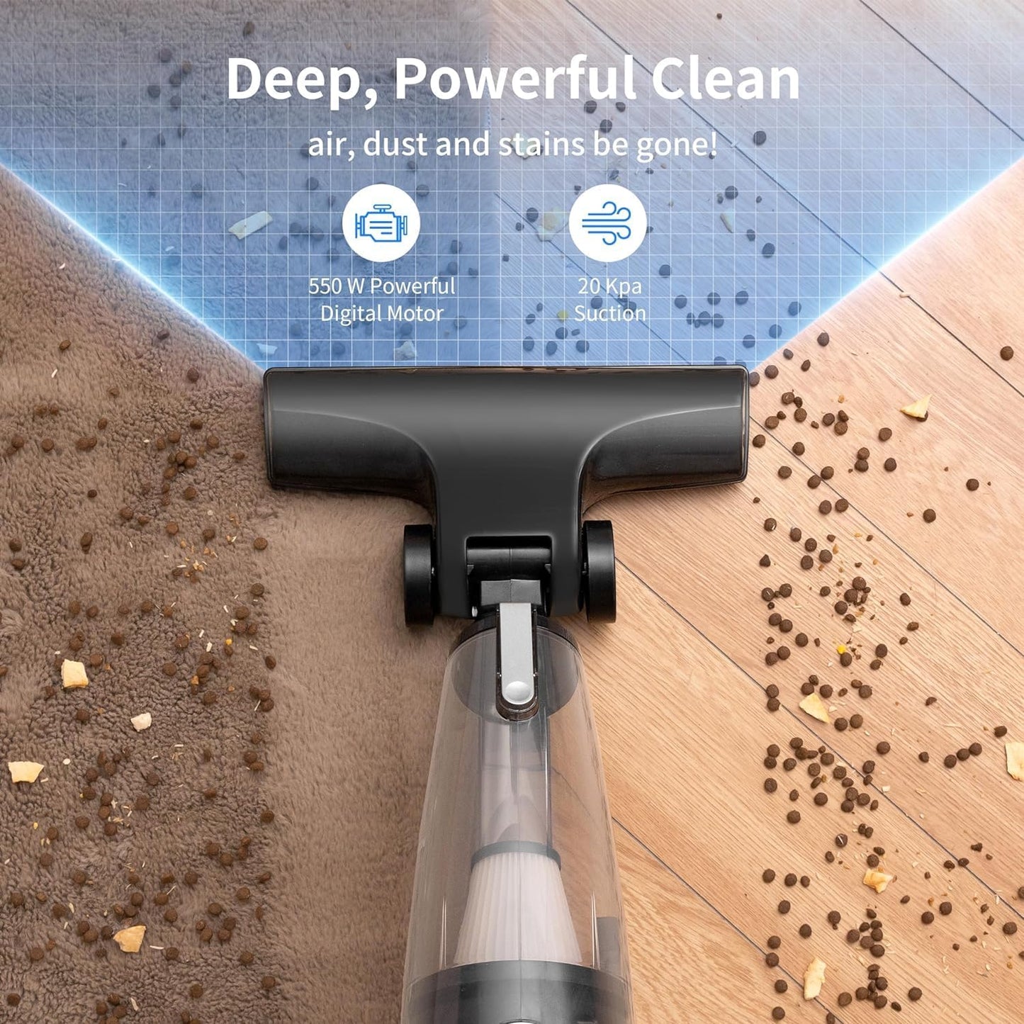 Skiennix Corded Stick Vacuum Cleaner - 20Kpa Powerful Suction | 16Ft Cord, 2-in-1 Handheld for Pet Hair & Hardwood Floors