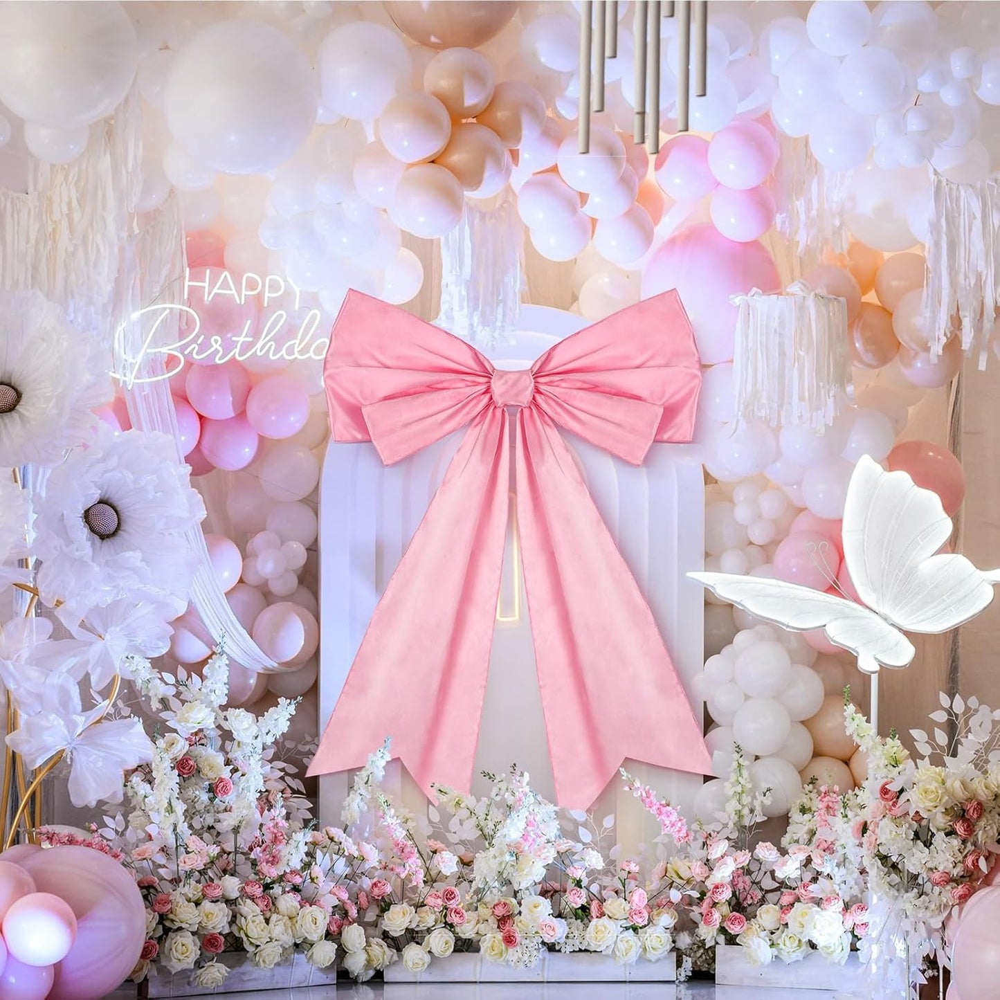 Skiennix Large Pink Coquette Bow - 27.6 x 21.7 Inches | Perfect for Birthday & Bridal Showers