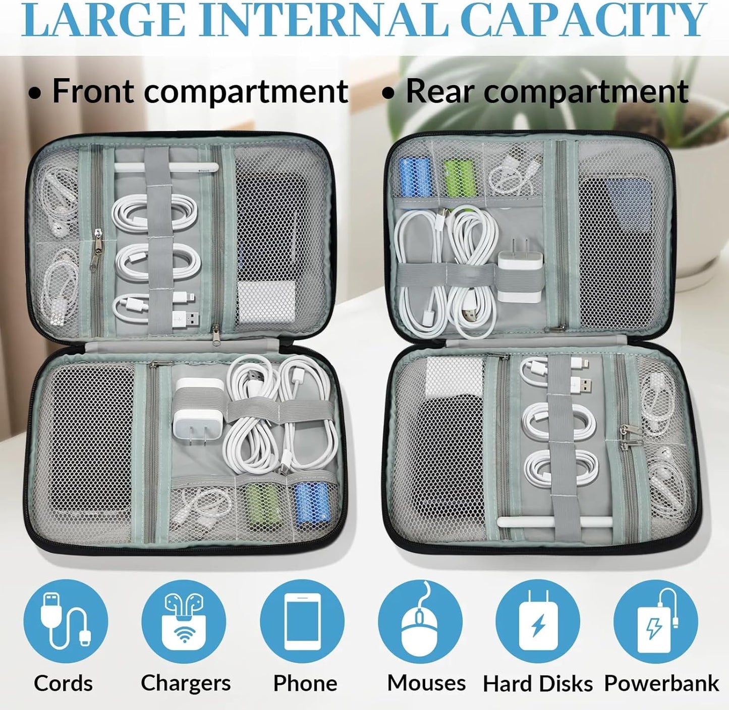 Milk Cow Travel Cable Organizer Pouch Electronic Cord Storage Bag Tech Accessories Carry Case for Charger, Cable