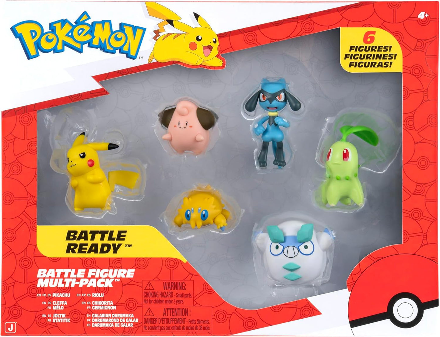 Pokémon Battle Figures 6-Pack - Includes 2-Inch Pikachu, Joltik, Galarian Darumaka & More