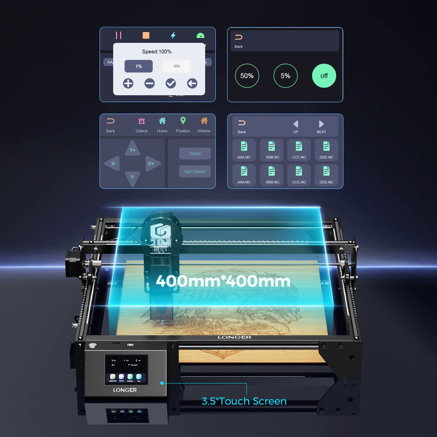 Longer RAY5 10000mW Laser Engraver & Rotary Roller & Air Assist Kit with Air Pump ，Laser Class 4
