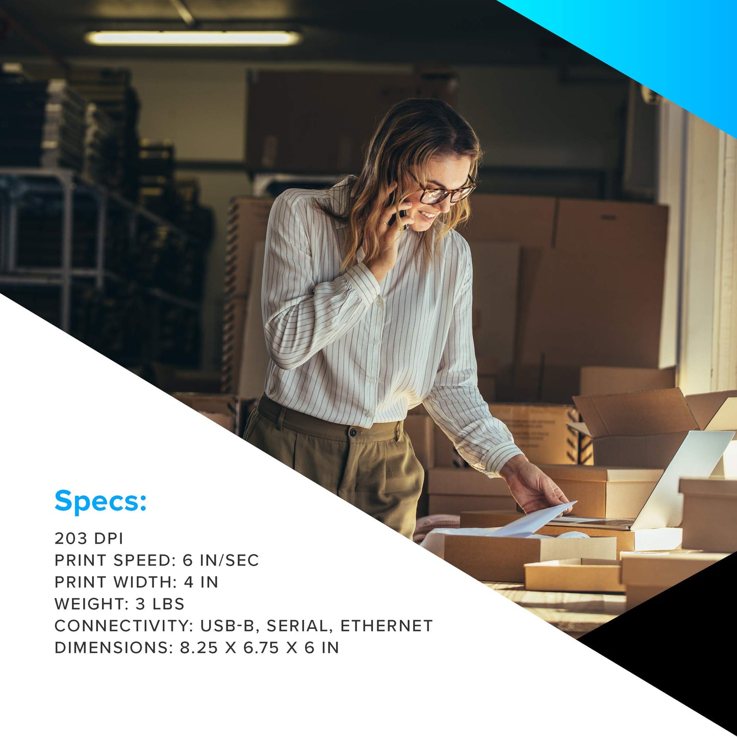 Zebra GX42-202410-000 Model GX420d Thermal Transfer Desktop Label Printer, Maximum Speed 6 IPS (152 mm/Second), 203 dpi Print Resolution (8 dots/mm); Serial, USB & Centronics Parallel Interfaces