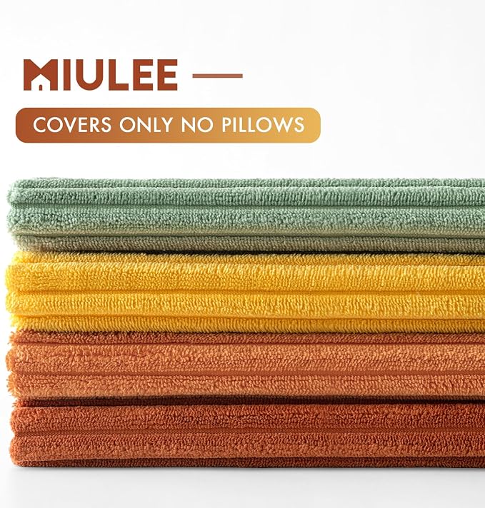 MIULEE Decorative Throw Pillow Covers 16x16 Inch Set of 4, Vibrant Cushion Covers Vintage Retro Home Decor, Mix and Match Color Clash Design for Sofa Couch Bed Living Room Yellow Rust Green