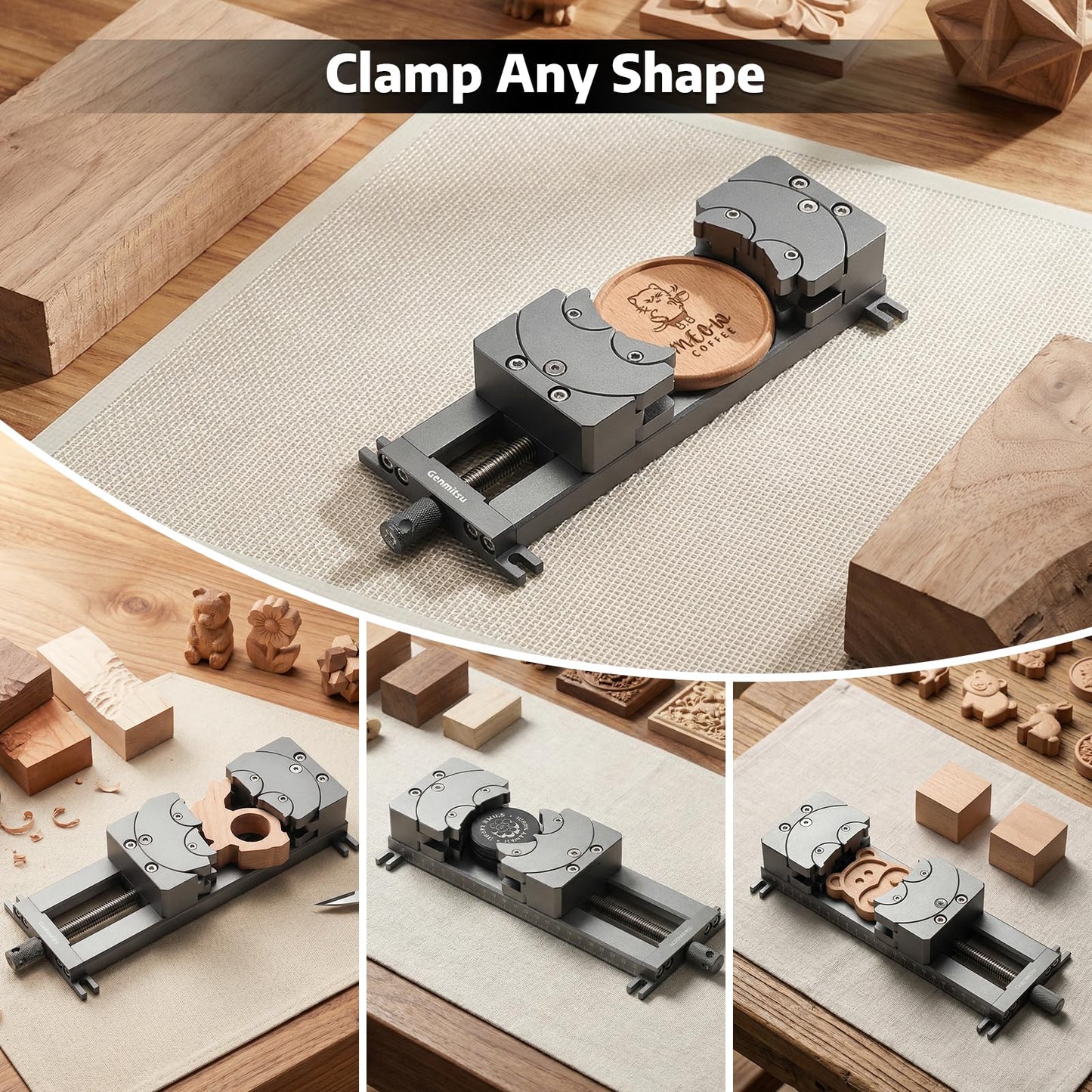 SainSmart Genmitsu 4040-PRO MAX CNC Router + Fractal Vise with 100° Adjustable Jaw for Irregular Shape, 120mm Clamping Range