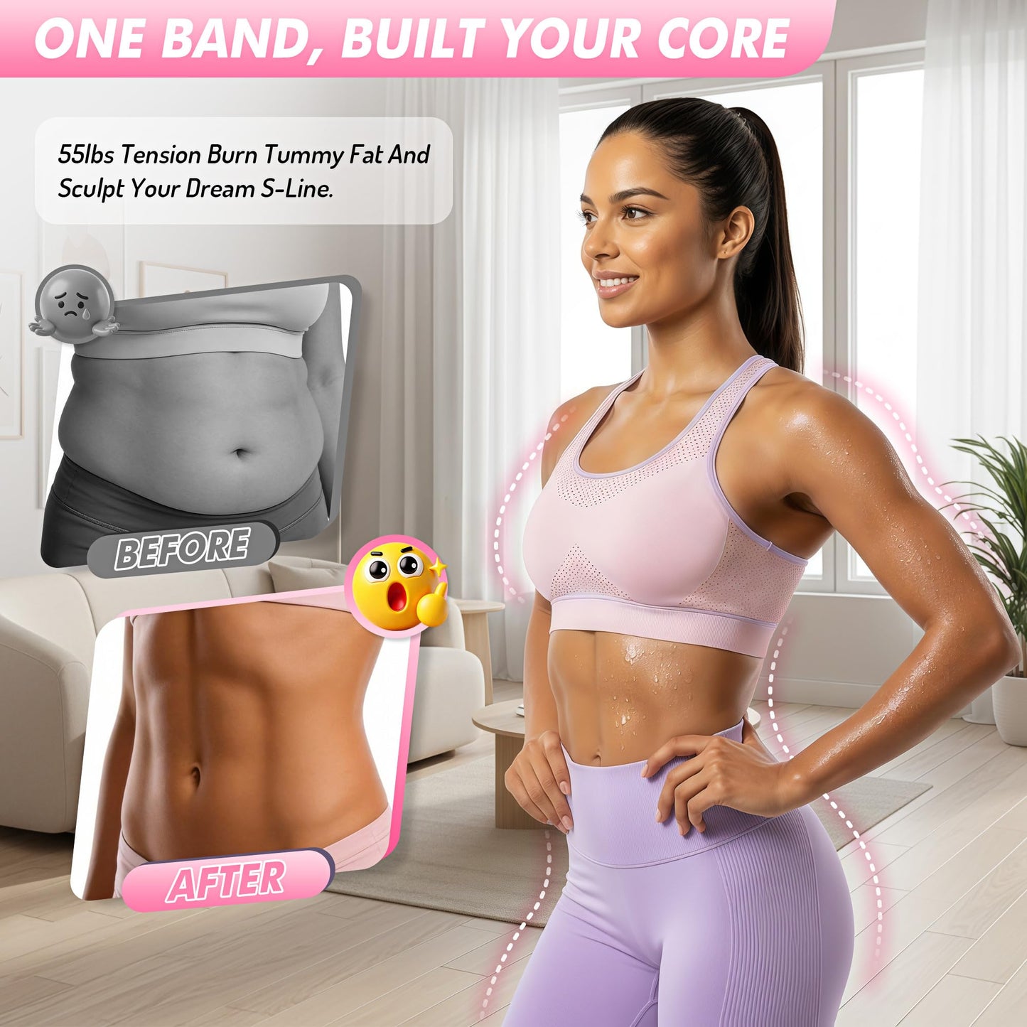 KRNIUC Resistance Bands with Handles | Puller Resistance Band for Exercise, Abs, Core, Legs, Glutes, Foot, Yoga, Arm and Waist Pedal Band, Stretch Bands Workout Equipment for Women Home Gym